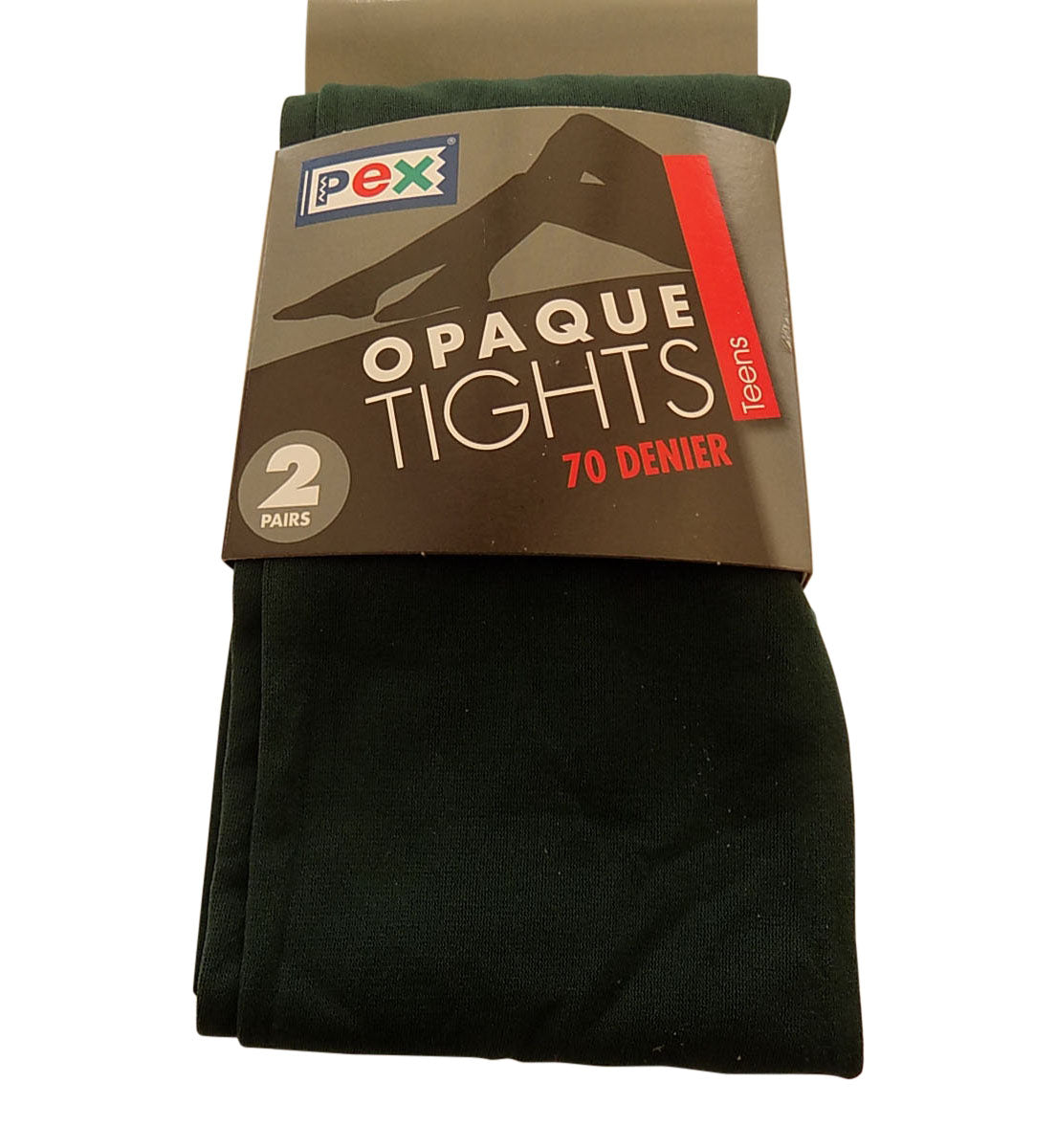 Opaque Pex Tights 70 Denier Lycra, 2 per pack Colour Bottle