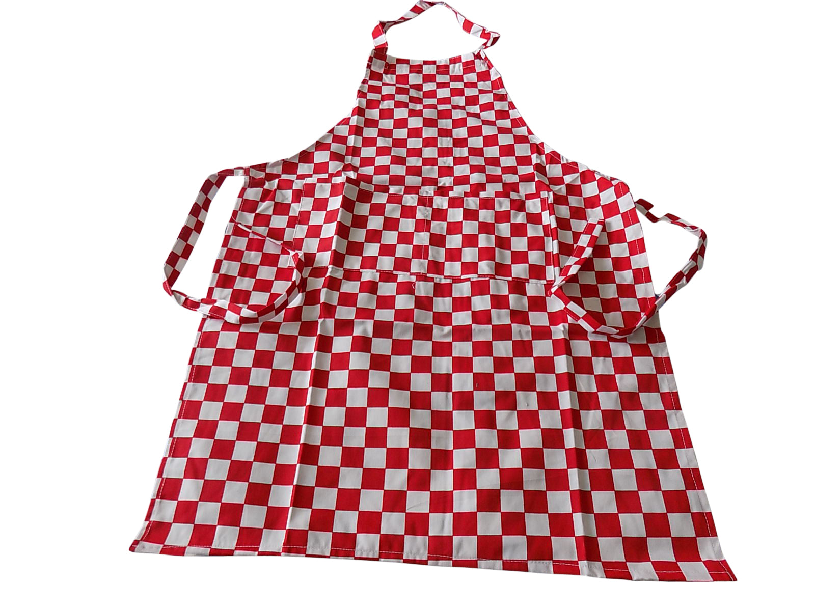 School Red & White Checked Apron with front pocket Suitable for Crafts Cooking Painting Woodwork DT Home Economics