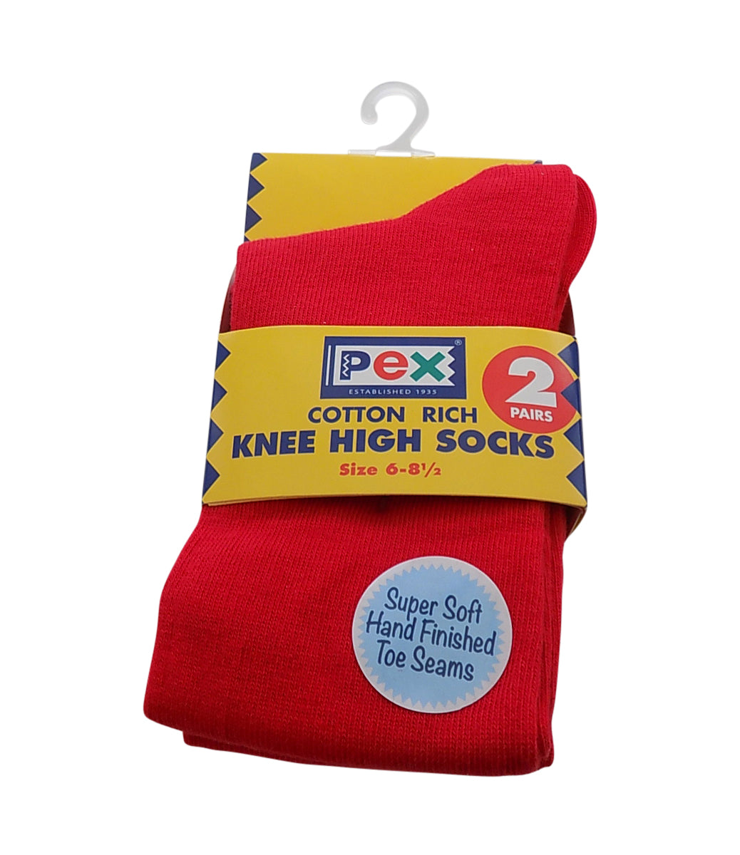 Knee High Socks 2 pk Pex Graduate Colour Red