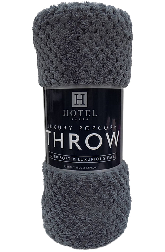 Luxury Hotel Throws / Blanket Size 130cm x 150cm Color Charcoal