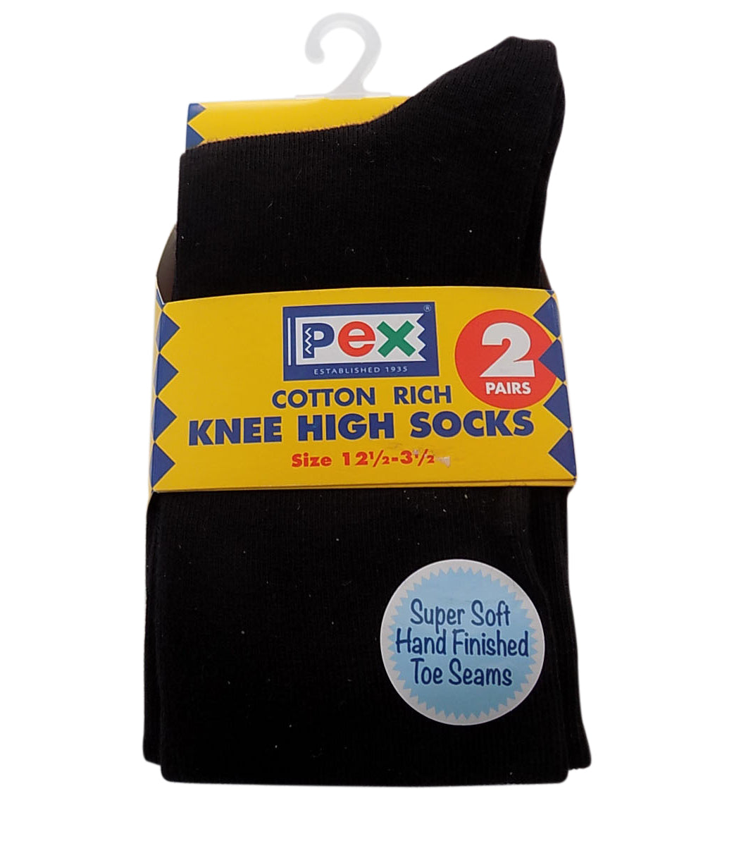 Knee High Socks 2 pk Pex Graduate Colour Black