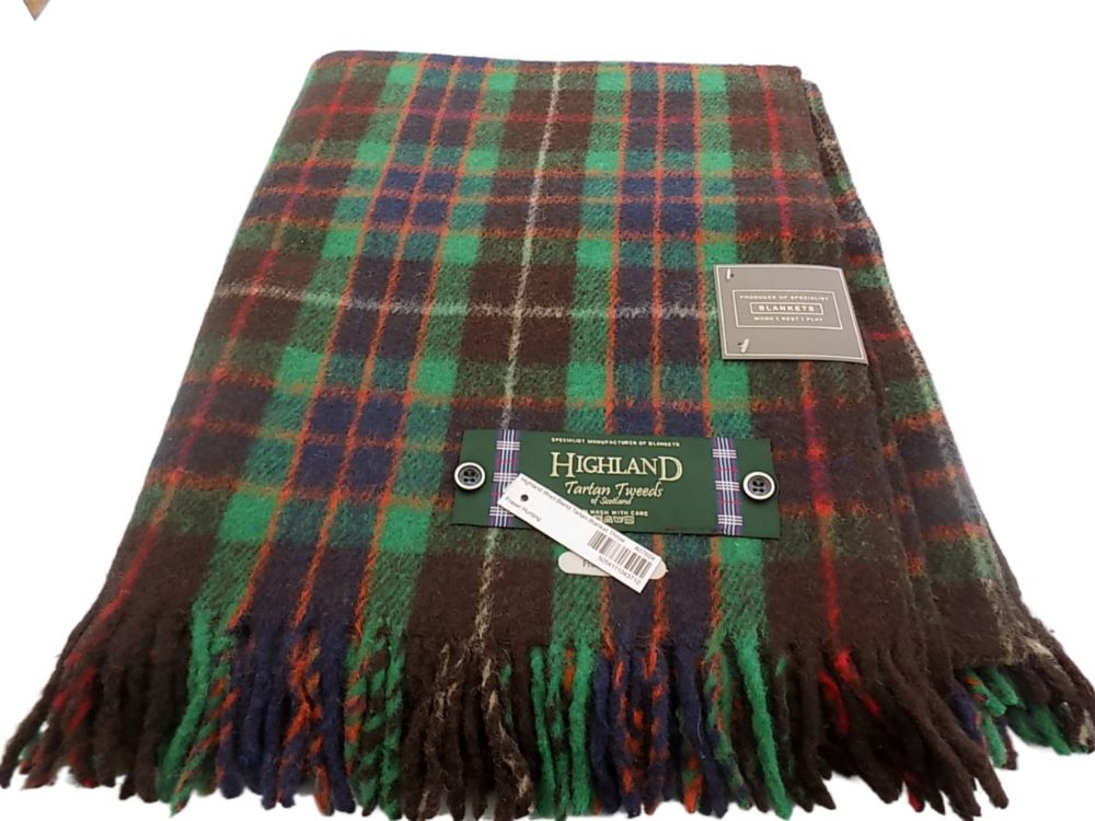 Highland Wool Blend Tartan Blanket / Throw Extra Warm Fraser Hunting Tartan