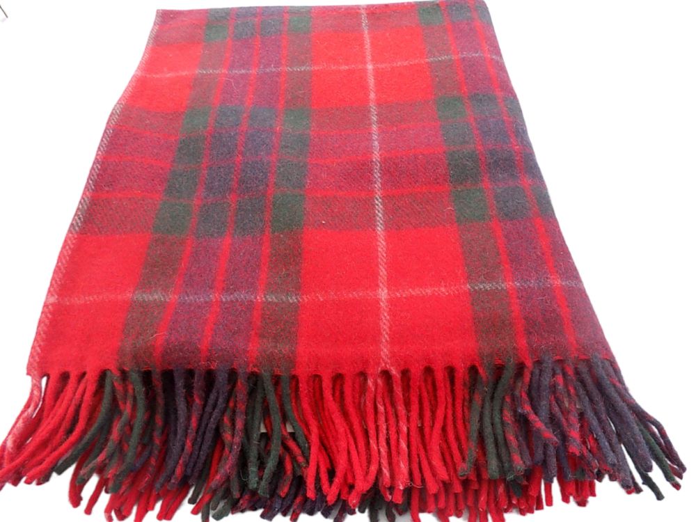 Highland Wool Blend Tartan Blanket / Throw Extra Warm Fraser Red Tartan