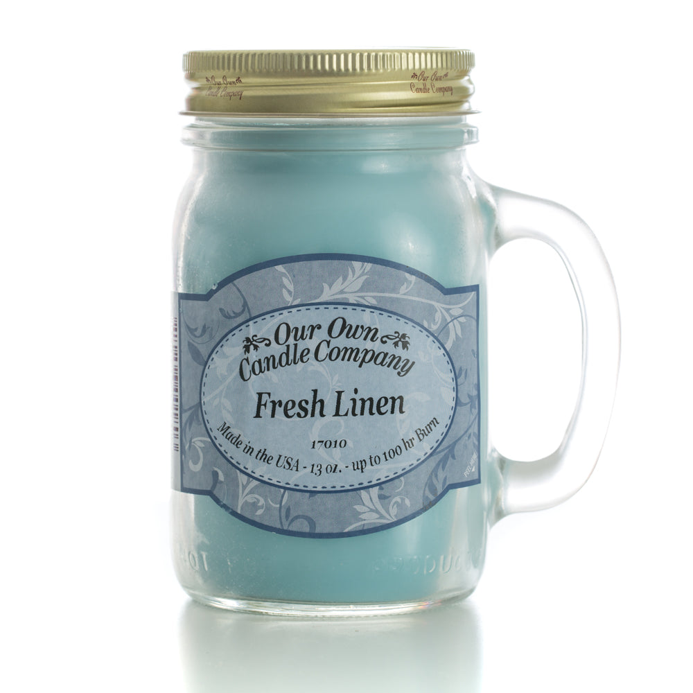 Our Own Candle Company Fresh Linen Scented 13 Ounce Mason Jar Candle