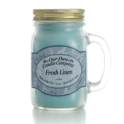 Our Own Candle Company Fresh Linen Scented 13 Ounce Mason Jar Candle