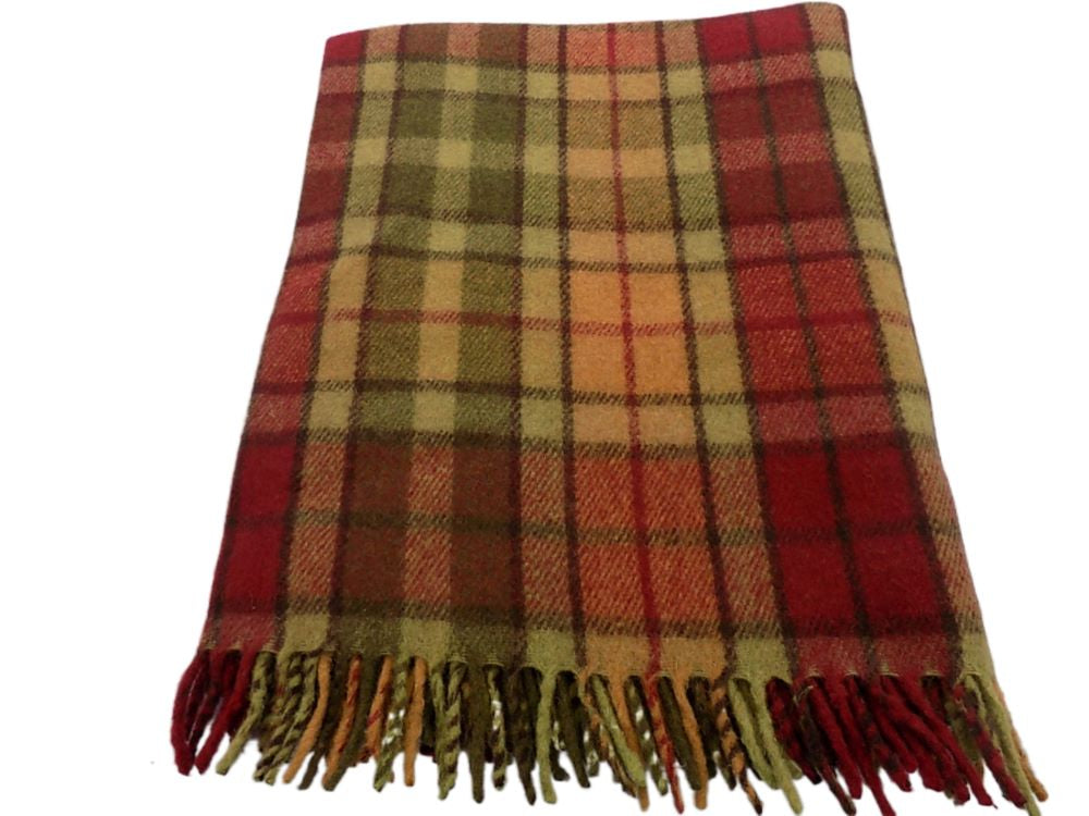 Highland Wool Blend Tartan Blanket / Throw Extra Warm Buchanan Autumn Tartan