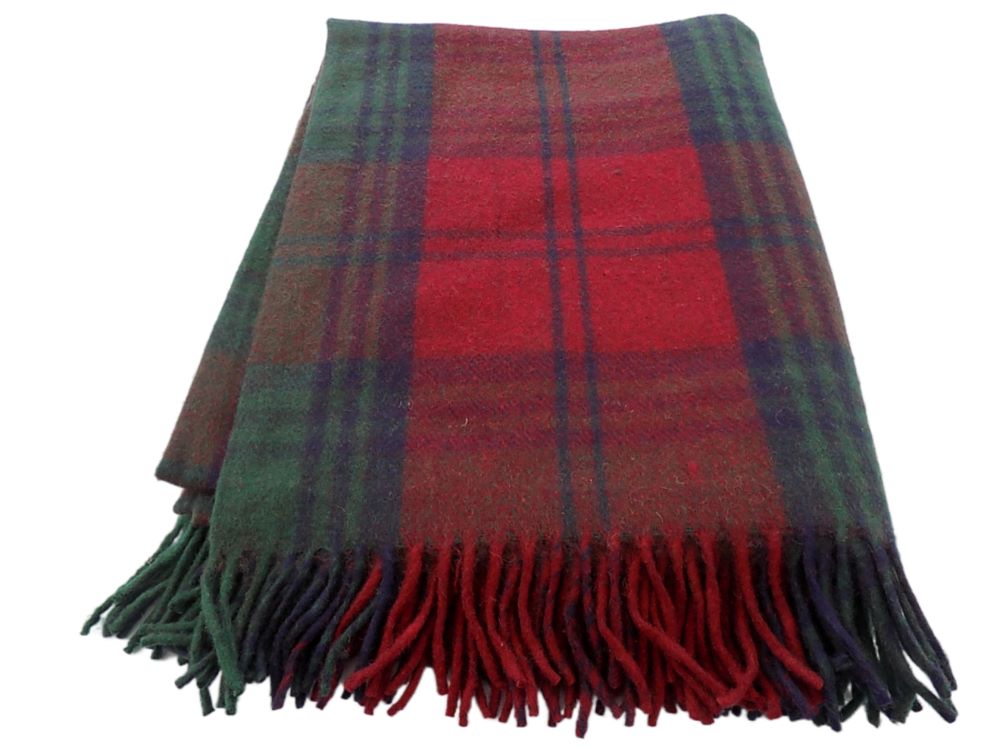 Highland Wool Blend Tartan Blanket / Throw Extra Warm Lindsay Tartan