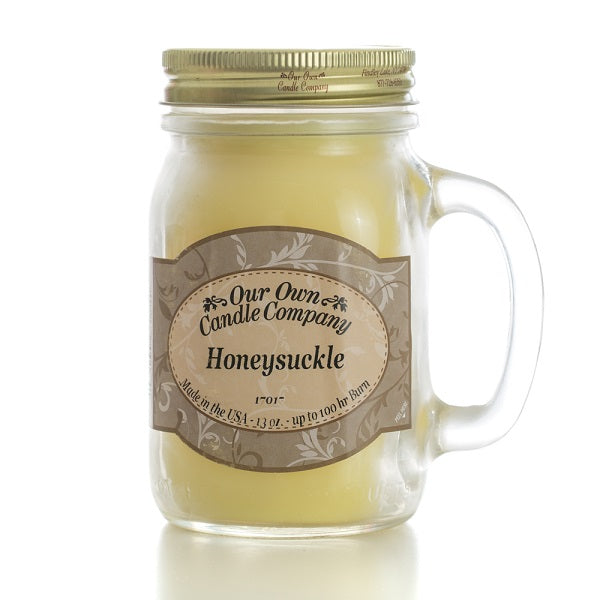 Our Own Candle Company Honeysuckle Scented 13 Ounce Mason Jar Candle