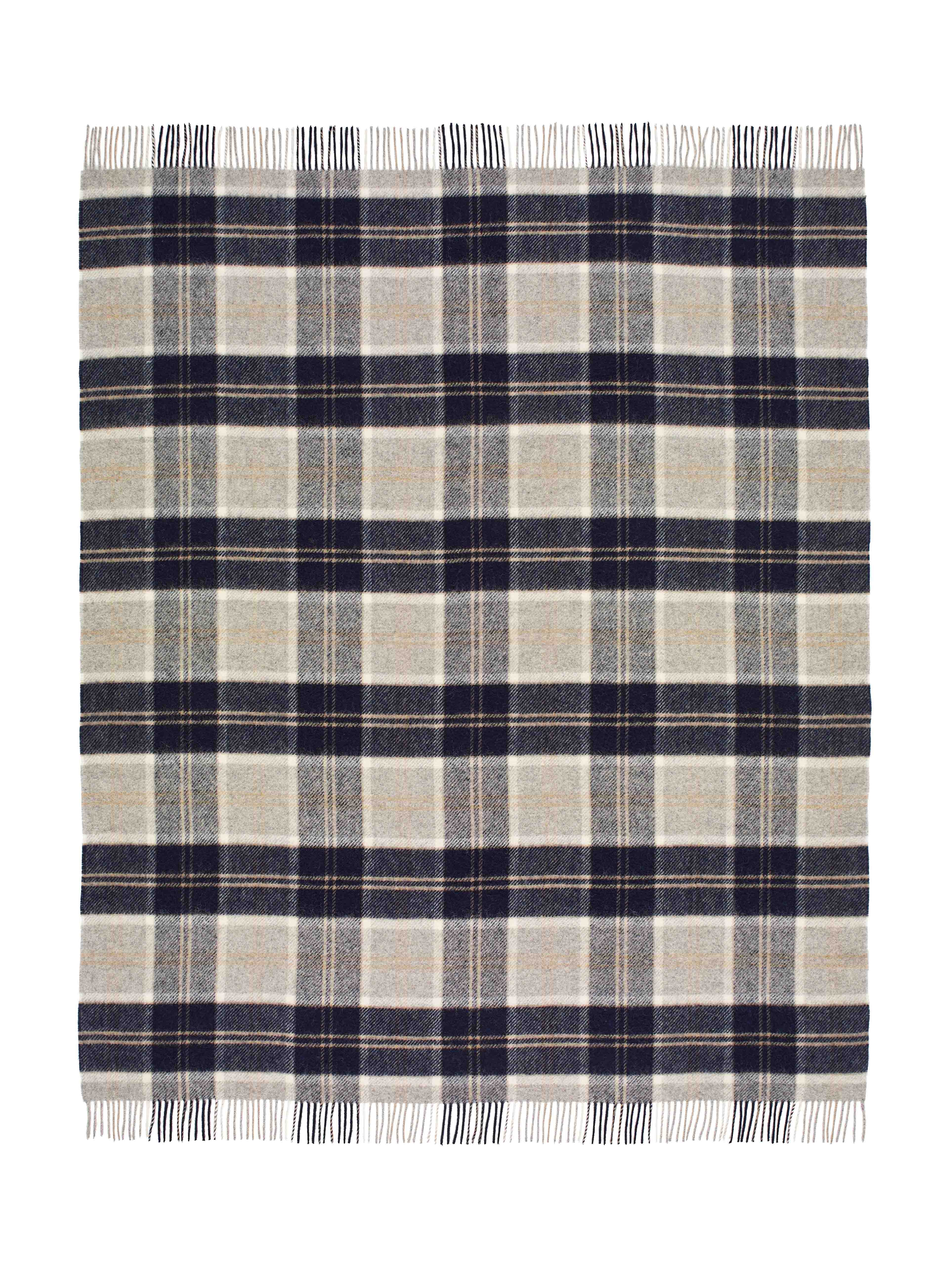 Tartan - Pure New Wool -Bannochbane Silver -Throw Blanket 145cm x 185cm