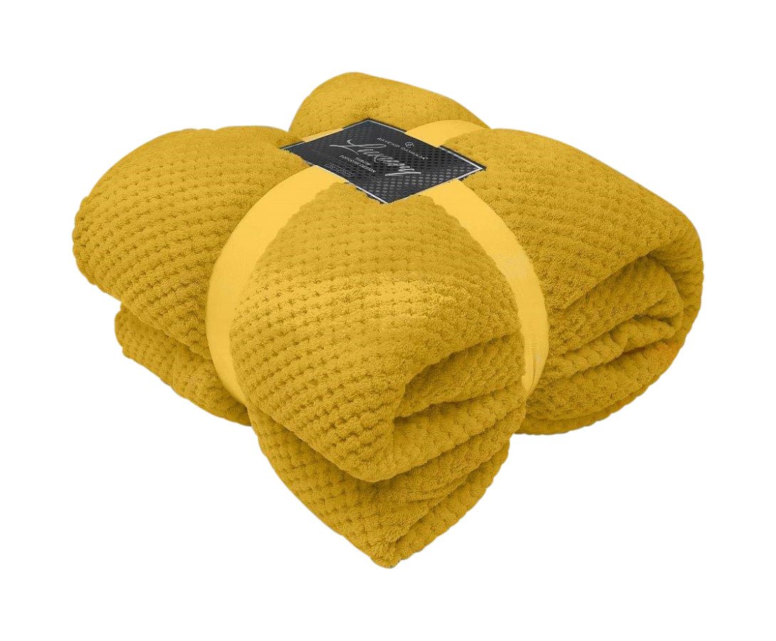 Teddy Soft Throw, For Settees or, Sofa Throws, Mustard/Ochre