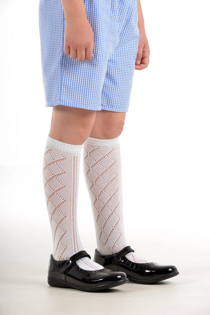 Pex Knee High Pearl 2 Pairs Girl's Socks White