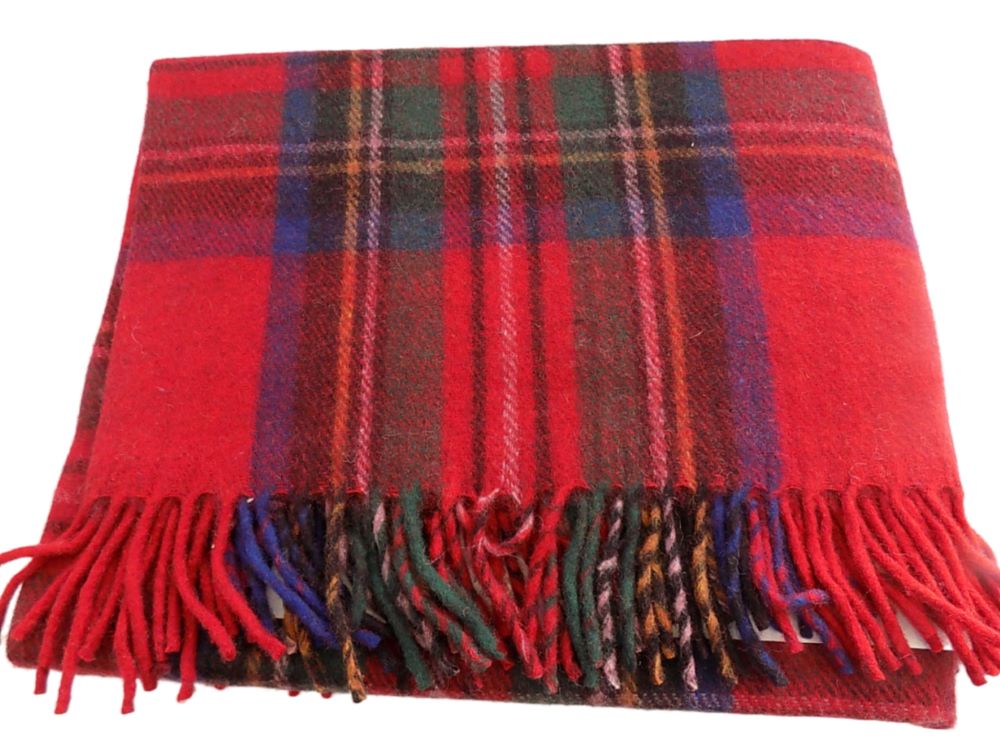 Highland Wool Blend Tartan Blanket / Throw Extra Warm Stewart Royal