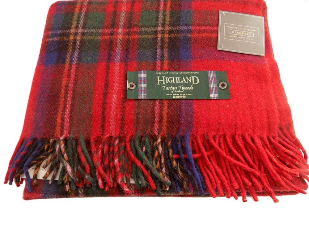 Highland Wool Blend Tartan Blanket / Throw Extra Warm Stewart Royal