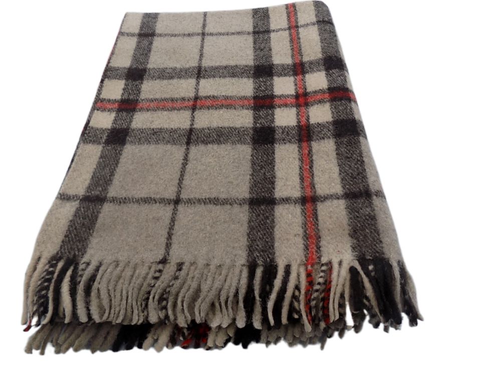 Highland Wool Blend Tartan Blanket / Throw Extra Warm Thomson Grey Tartan